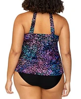 Island Escape Plus Size Printed Halter Back Tankini Plus Size Solid Bikini Briefs Exclusively At Macys