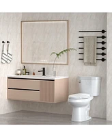 gaomon Two-Piece Elongated 1.28 Gpf Siphonic Flush Toilet with Soft Close Seat, Universal Height Ada Cotton (Toilet Seat Included)