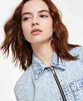 Steve Madden Women's Glacia Tweed-Texture Denim Jacket