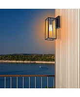 Flynama Dusk to Dawn Sensor Outdoor Wall Light, Waterproof Outdoor Wall Lamps, Wall Sconce with Seeded Glass, Matte Black