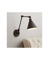 360 Lighting Wray Industrial Adjustable Swing Arm Wall Lamp Rich Bronze Metal Hardwired Light Fixture Up Down for Bedroom Bedside House Reading Living