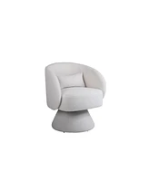 Streamdale Furniture Elegant Swivel Linen Barrel Chair with Ergonomic Design