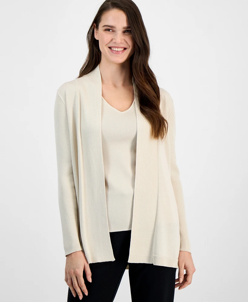 Anne Klein Women's Sonoma Rib-Trim Open-Front Cardigan