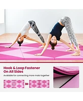 Hongge 4-Panel Pu Leather Folding Exercise Gym Mat with Hook and Loop Fasteners