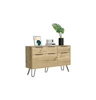 Depot E-Shop Begonia Double Dresser, Four Drawers, Superior Top, Hairpin Legs, Light Oak