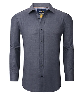 Tom Baine Men's Four-Way Stretch Denim Button Down Dress Shirt