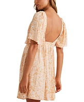 Roxy Juniors' Golden Dawn Floral Flutter-Sleeve Dress