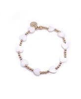 Bowood Lane Non-Tarnishing Gold filled, 3mm Ball and Mother of Pearl Heart Stretch Bracelet