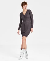 Guess Women's Josie Ribbed V-Neck Cardigan Dress