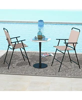 Sugift Set of 2 Patio Folding Bar-Height Chairs with Armrests and Quick-Drying Seat