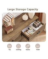 Slickblue 6-Drawer Chest, Rustic Walnut Dresser Tv Stand, Large Storage Tower for Bedroom, Closet & Hallway