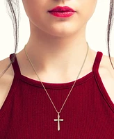 Diamond Ridge Outline Openwork Cross Pendant Necklace (1/2 ct. t.w.) in 10k Gold, 16" + 2" extender