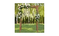 Slickblue Beautiful And Practical Flat-Topped Wooden Arch Garden Arch Dark Brown