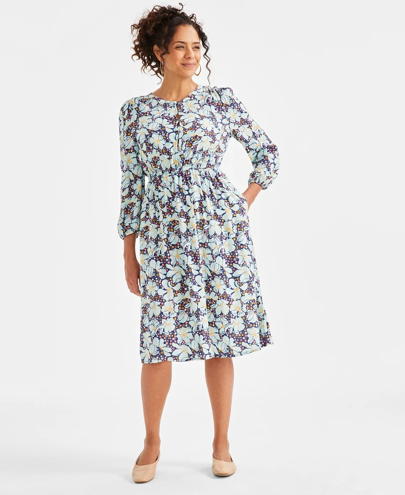 Style & Co Women's Printed Metallic Midi Dress, Exclusively at Macy's