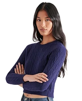 Steve Madden Women's Jeany Bow Back Cable Knit Sweater