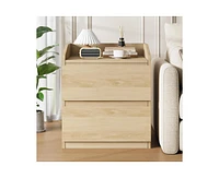 gaomon Nightstand with Drawers Bedside Table White End Table Modern Bed Side Table 2 Drawers Night Stand Drom Side Table Curved with Handle Free Desig