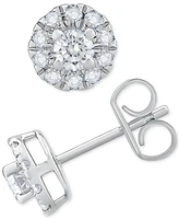 Diamond Round Halo Stud Earrings 14k White Gold (1 ct. t.w.)