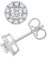 Diamond Halo Stud Earrings (3/4 ct. t.w.) 14k White Gold or