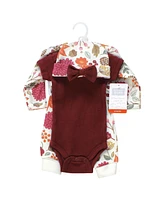 Hudson Baby Baby Girls Thermal Preemie Layette 4pc Set, Acorn Botanical, Preemie