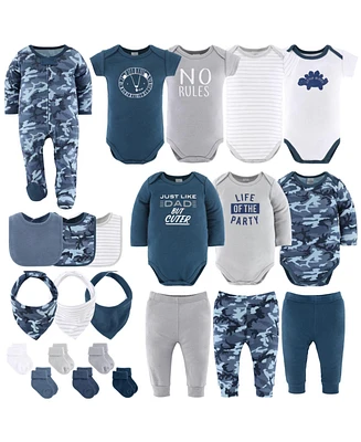 The Peanutshell Baby Boys Layette Gift Set for Boys, Blue Camo, 23 Essential Pieces,