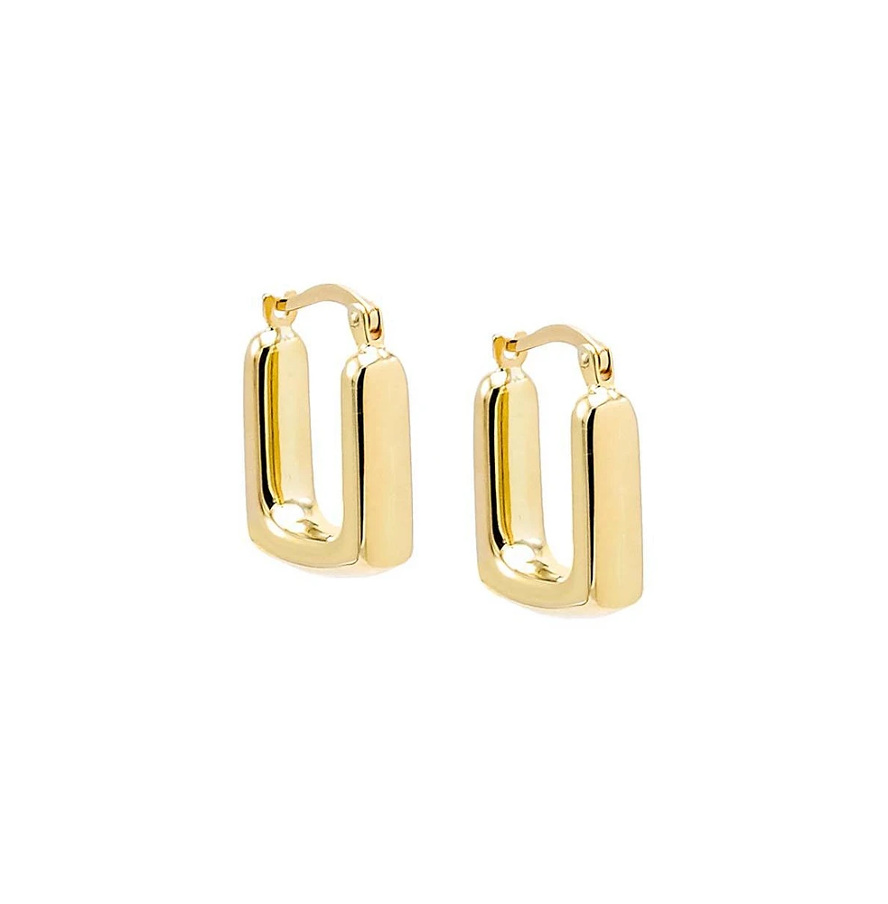 By Adina Eden Solid Elongated Square Hoop Earring 14K