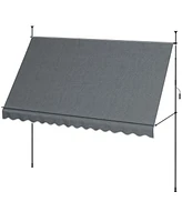 Outsunny 11.5' x 4' Retractable Awning, Non-Screw, Dark