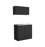 Depot E-Shop Agate Cabinet, Two Parts Set, Black