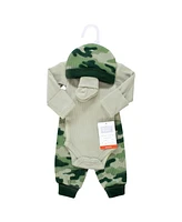 Hudson Baby Baby Boys Thermal Preemie Layette Set 4pc Long Sleeve Outfit, Camo, Preemie