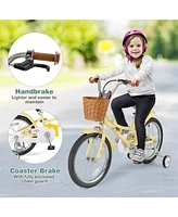 Hongge 16/18 Inch Kids Bike Adjustable Bicycle with Reflectors and Bell for Children 4-8 Years Old