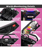 Hongge 12V 2-Seater Kids Ride on Utv with Slow Start Function Music-Pink