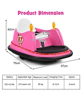 Hongge 12V Electric Kids Ride On Bumper Car with Flashing Lights for Toddlers-Pink