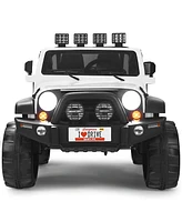 Hongge 12V 2-Seater Ride on Car Truck with Remote Control and Storage Room-White