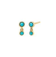 By Adina Eden Turquoise Double Bezel Shaker Stud Earring 14K