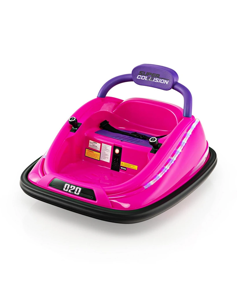 Hongge 12V Kids Bumper Car Ride on Toy with Remote Control and 360 Degree Spin Rotation-Pink