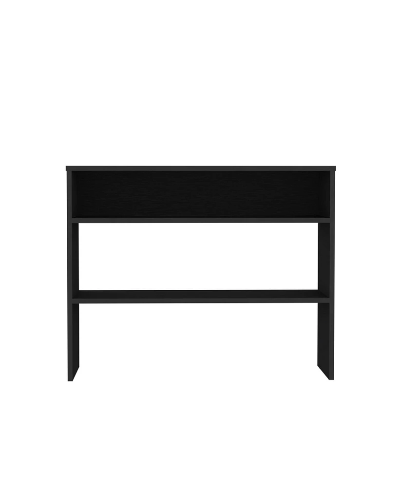 Depot E-Shop Saxman Library Desk with 2 Shelves and Legs, Black