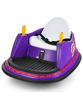 Hongge 12V Electric Kids Ride On Bumper Car with Flashing Lights for Toddlers-Purple