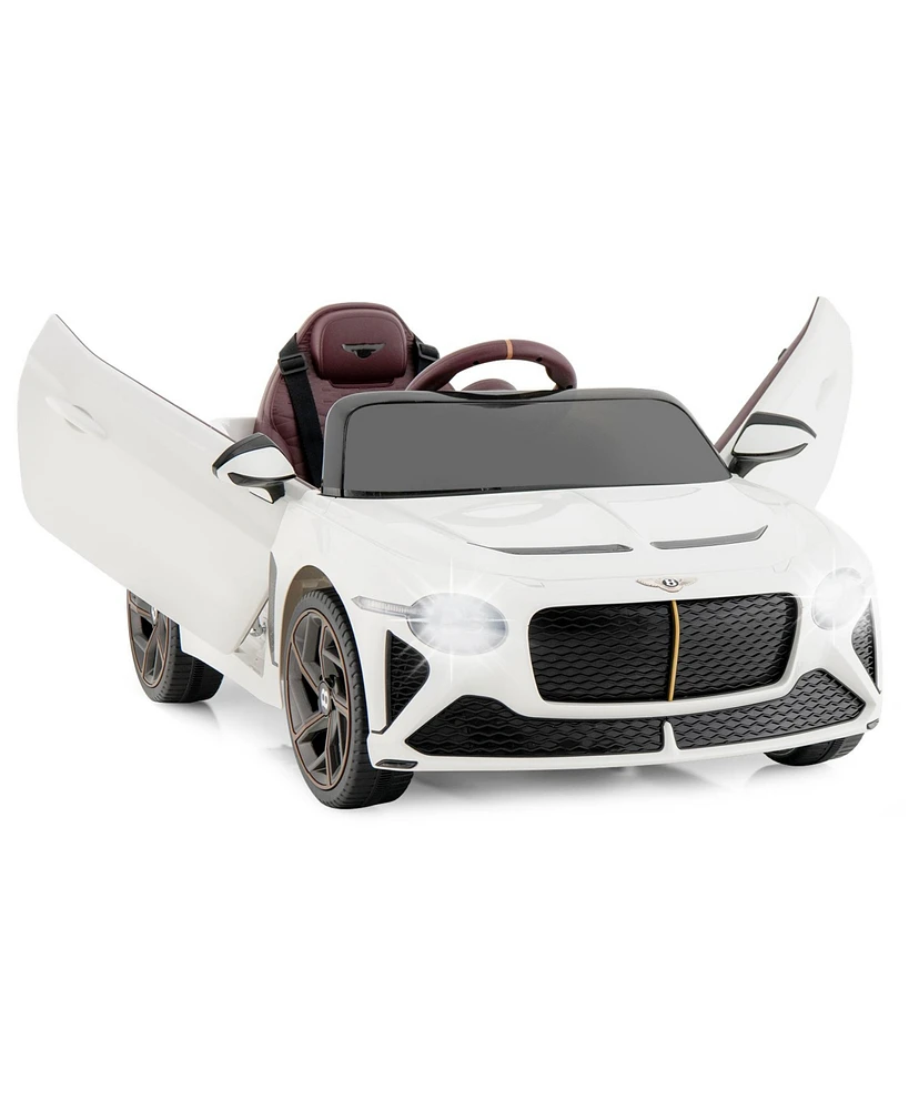 Hongge 12V Powered Car Kids Ride-on Racer Car Licensed Bentley Bacalar-White