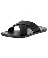 Alpine Swiss Men's Saul Faux Leather Slide Sandals Dressy Indoor Outdoor Shoes