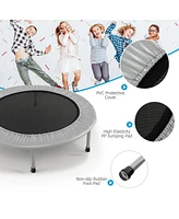 Gymax 38'' Folding Mini Trampoline Fitness Rebounder w/ Safety Pad Silver & Black