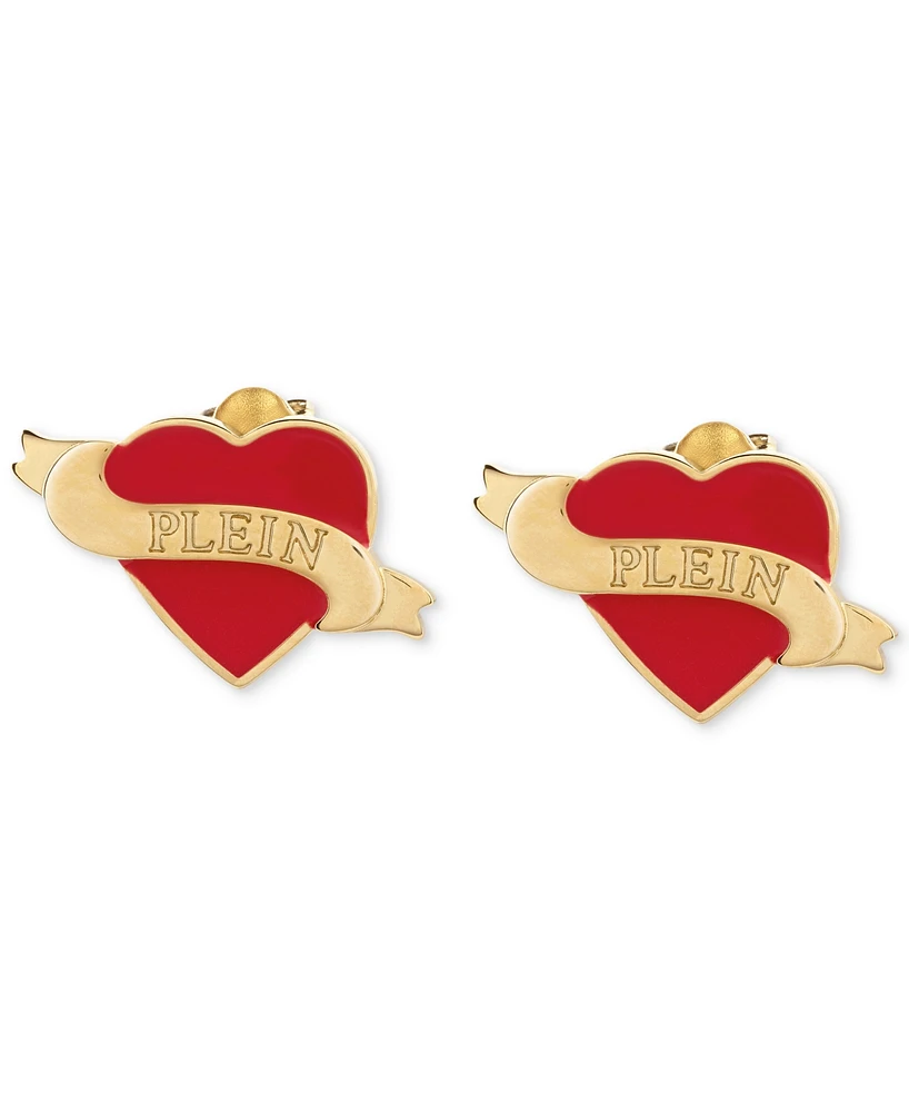 Philipp Plein Valentine Stud Earrings in Gold Ion-Plated Stainless Steel