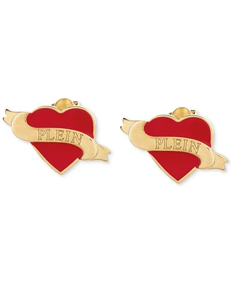 Philipp Plein Valentine Stud Earrings in Gold Ion-Plated Stainless Steel