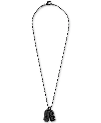 Philipp Plein Men's Double Tag 23-2/3" Pendant Necklace in Gunmetal Ion-Plated Stainless Steel