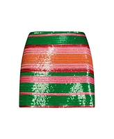 Mac Duggal Women's Sequin Striped Mini Skirt