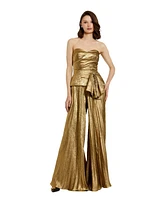 Mac Duggal Women's Metallic Lame Strapless Wrap Top With Bow Detail