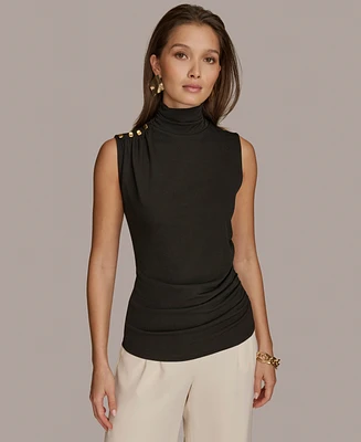 Donna Karan New York Women's Mock-Neck Sleeveless Top