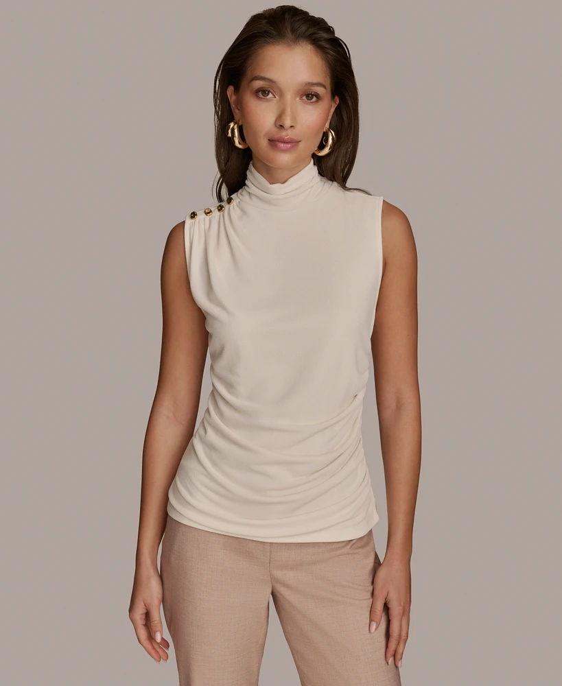 Donna Karan New York Women's Mock-Neck Sleeveless Top