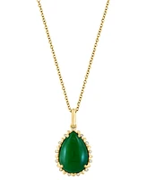 Effy Pear-Shape Dyed Jade & Diamond (1/20 ct. t.w.) 18" Pendant Necklace in 14k Yellow Gold