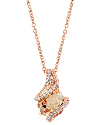 Effy Pear-Shape Morganite (1-3/4 ct. t.w.) & Diamond (1/10 ct. t.w.) 18" Pendant Necklace in 14k Rose Gold