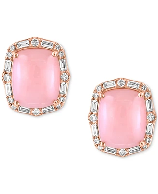 Effy Pink Opal (3-1/2 ct. t.w.) & Diamond (1/4 ct. t.w.) Stud Earrings in 14k Rose Gold