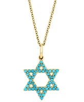 Effy Turquoise Star Of David Pendant Necklace in 14k Yellow Gold, 18" + 1" extender